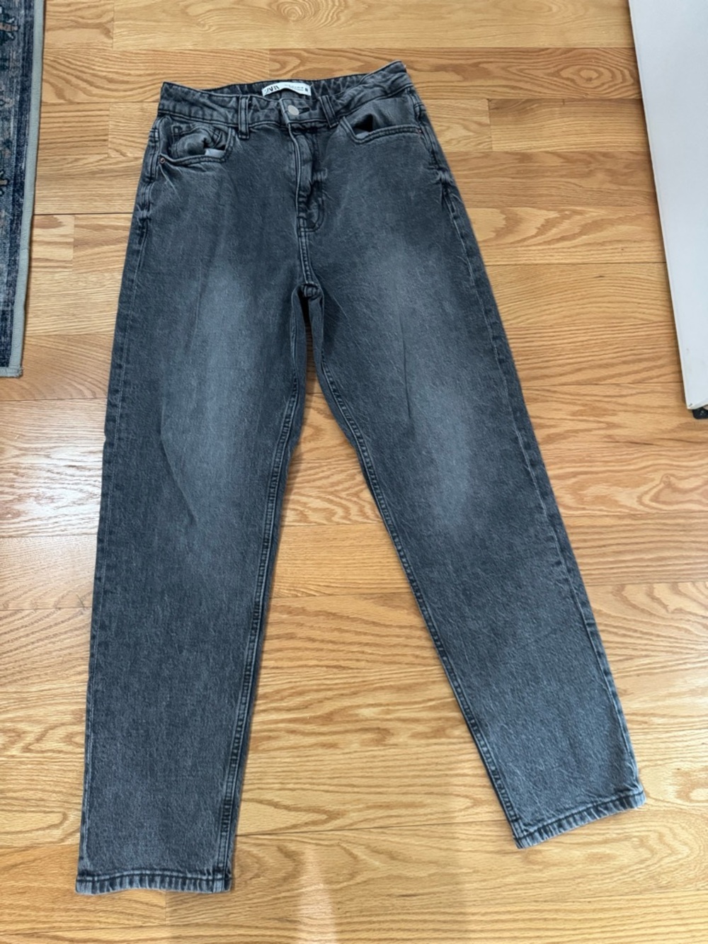 Zara Men's Washed Charcoal Relaxed Jeans